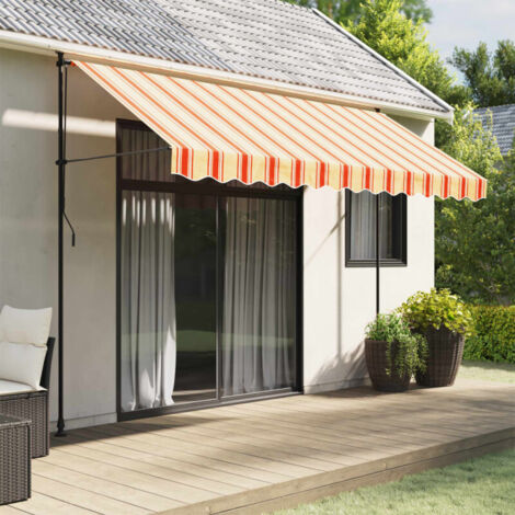 vidaXL Tissu de remplacement de cantonnière d’auvent jaune orange 3,5m