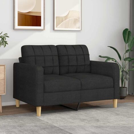 Vidaxl – Canapé d'angle 2 places noir 120 cm – Tissu durable 100% polyester – Cadre métal robuste – Confort optimal avec accoudoirs rembourrés