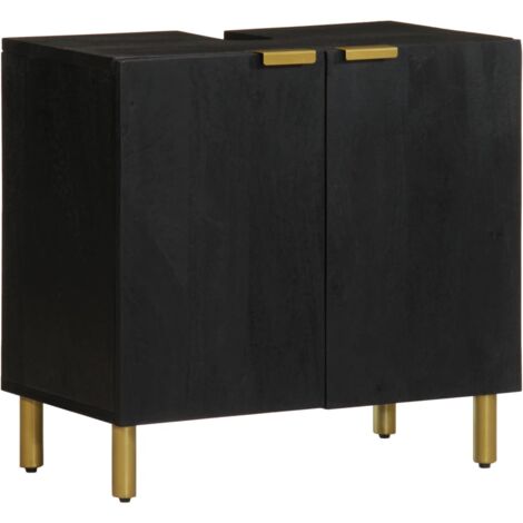 Vidaxl – Armoire lavabo salle de bain noir – Bois d'ingénierie – Dimensions 62 x 33 x 58 cm – Fixation murale incluse – Style industriel (1/5)
