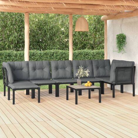 vidaXL Salon de jardin 8 pcs noir et gris résine tressée (1/5)
