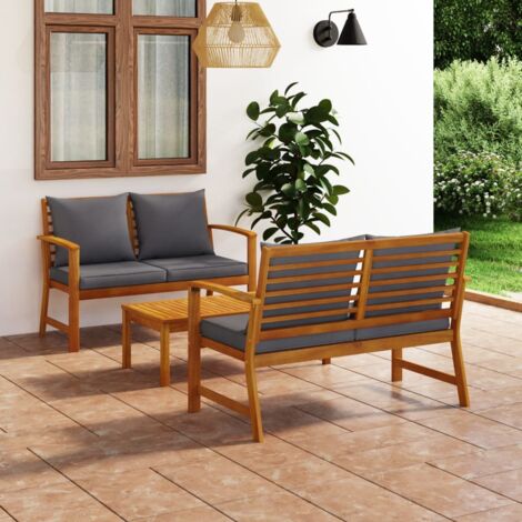 vidaXL 3 Piece Garden Lounge Set with Cushion Solid Acacia Wood (1/5)