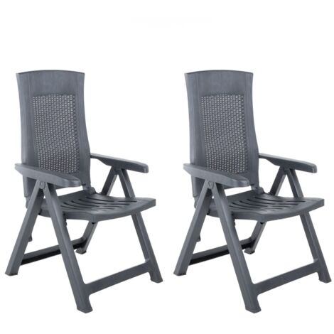 vidaXL Chaises inclinables de jardin lot de 2 Plastique Anthracite