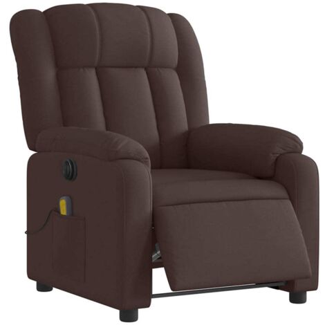 Fauteuil de massage inclinable électrique Marron foncé Tissu vidaXL