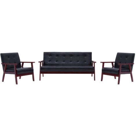 Ensemble de canapés 3 pcs Noir Similicuir vidaXL