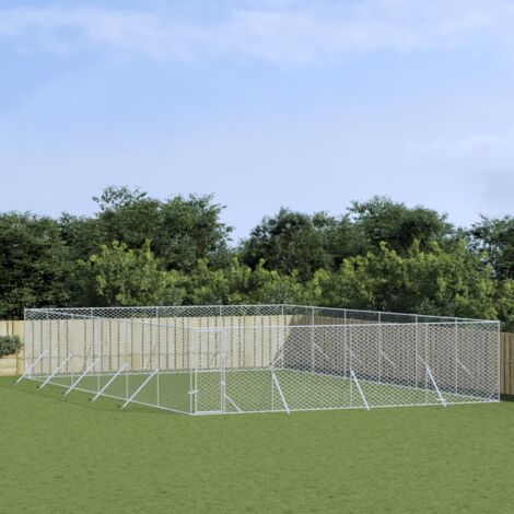 vidaXL Chenil d'extérieur pour chiens argenté 8x12x2 m acier galvanisé