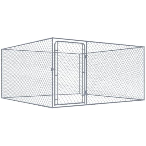 Vidaxl – Chenil extérieur pour chiens – Acier galvanisé 2x2x1 m – Porte à charnière avec loquet de sécurité – Parois en maillon de chaîne