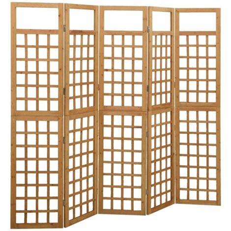 Vidaxl – Cloison de séparation paravent intérieur 5 panneaux en bois de pin 201,5x180 cm – Support pour plantes grimpantes – Rangement facile