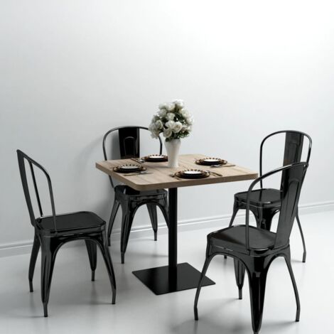 Vidaxl – Table de bistro carrée 80x80x75 cm en MDF et acier – Finition chêne – Pour intérieur, restaurant, café, bar (1/5)