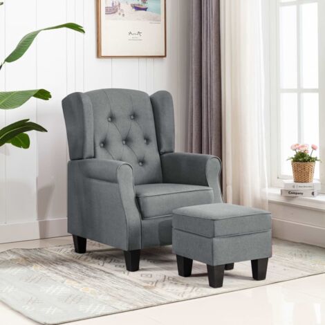 Fauteuil Chaise avec repose-pied  Fauteuil Design  Fauteuil Relax Gris clair Tissu vidaXL