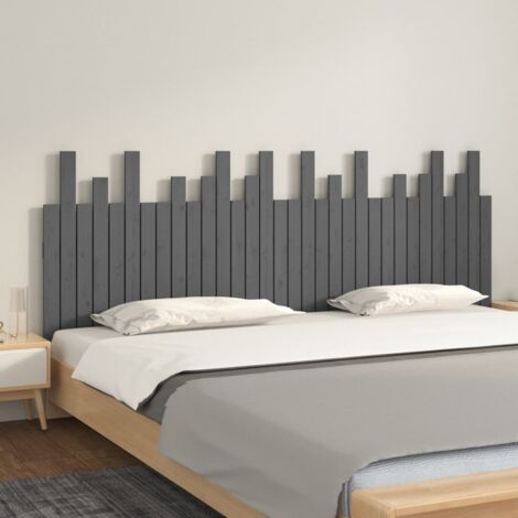 Tête de lit murale Gris 204x3x80 cm Bois massif de pin vidaXL