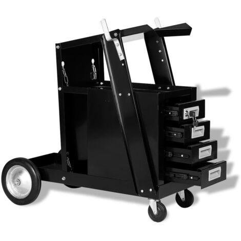 Chariot de soudage avec 4 tiroirs Noir  vidaXL