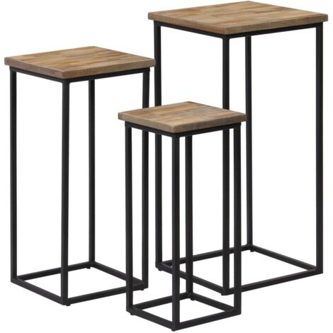 Ensemble de tables pour plante 3 pcs Teck recyclé vidaXL (1/5)