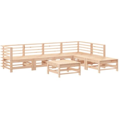 Vidaxl – Salon de jardin modulable 7 pcs en bois de pin massif – Canapés avec repose-pieds – Dimensions 57,5 x 63,5 x 60 cm – Charge 110 kg par siège