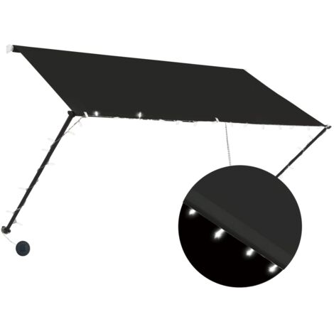 Vidaxl – Auvent rétractable 250x150 cm – Alimentation solaire avec LED – Résistant aux UV et à l'eau – Cadre en acier durable (1/6)