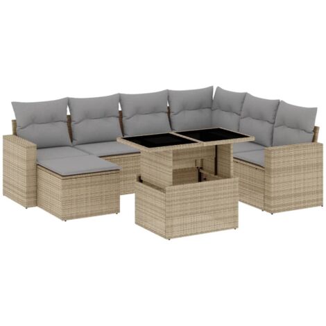 vidaXL Salon de jardin avec coussins 8 pcs beige résine tressée (1/5)