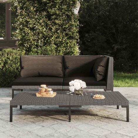 Vidaxl – Canapé de jardin avec coussins – Résine tressée demi-ronde – Cadre en acier enduit de poudre – Dimensions 70x70x61 cm – Confort optimal (1/5)