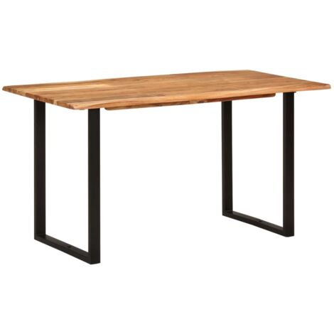Vidaxl – Table de salle à manger 140x70x76 cm en bois d'acacia massif – Design industriel – Pieds en acier – Facile à assembler (1/9)