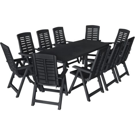 vidaXL Ensemble à manger d'extérieur 11 pcs Plastique Anthracite (1/5)