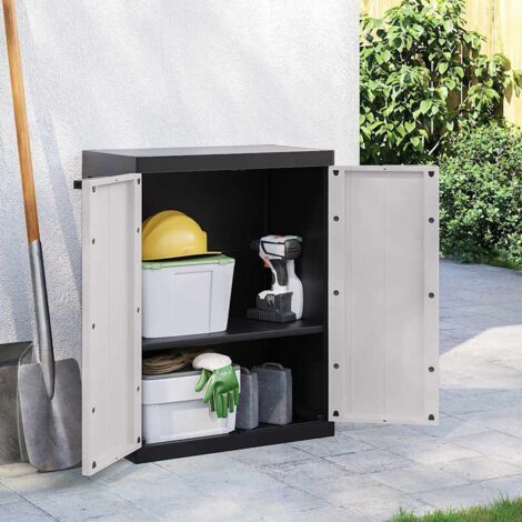 Vidaxl – Armoire de jardin en polypropylène 65x37x85 cm – Résistante aux intempéries – Étagère réglable 20 kg – Rangement sécurisé pour outils