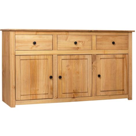 Vidaxl – Buffet en bois massif 135x40x80 cm – 3 tiroirs et 3 compartiments – Armoire latérale Panama – Facile à assembler et à nettoyer (1/5)