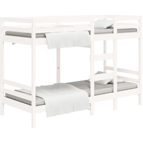 Vidaxl – Lit superposé 75x190 cm en bois de pin massif – Design compact avec garde-corps – Convient aux espaces limités – Matelas non inclus (1/6)