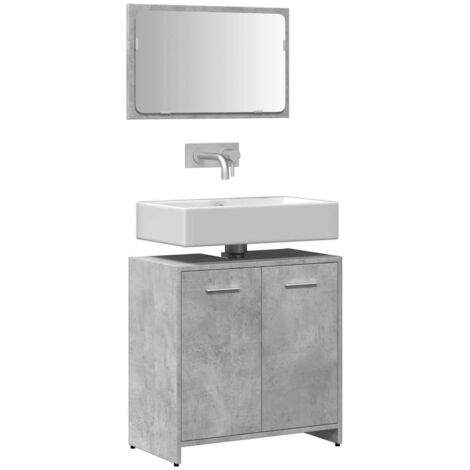 vidaXL Armoire de bain avec miroir gris béton bois d'ingénierie (1/5)