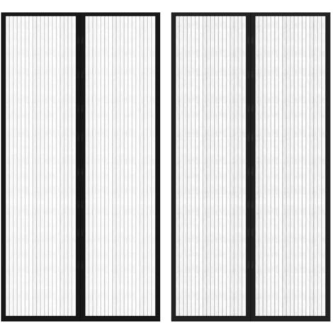 Vidaxl – Moustiquaire de porte 210 x 100 cm – 2 pièces avec 8 paires de blocs magnétiques – Polyester imperméable – Installation facile