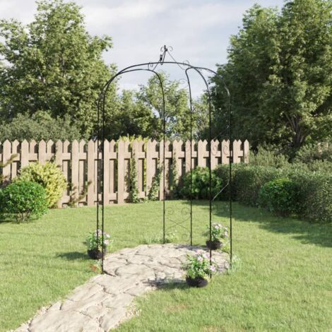 Vidaxl – Arche de jardin noire en acier Ø180x255 cm – Structure robuste pour rosiers et plantes grimpantes – Revêtement en poudre résistant (1/6)