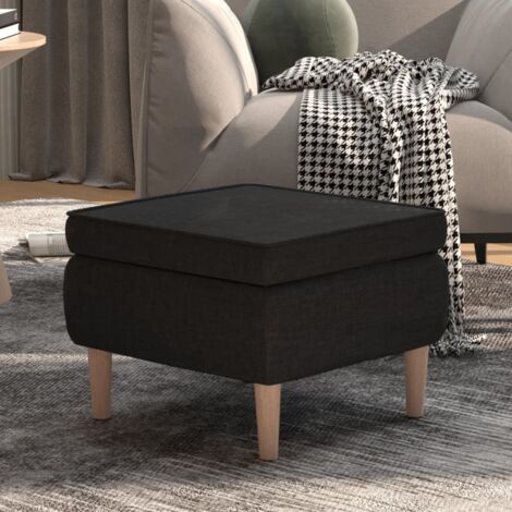 Tabouret avec pieds en bois Noir Tissu vidaXL