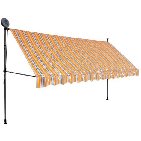 Auvent manuel rétractable avec LED 400 cm Jaune et bleu vidaXL (1/5)