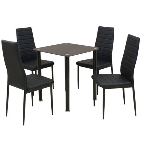 vidaXL Ensemble table et chaise de salle à manger 5 pièces noir