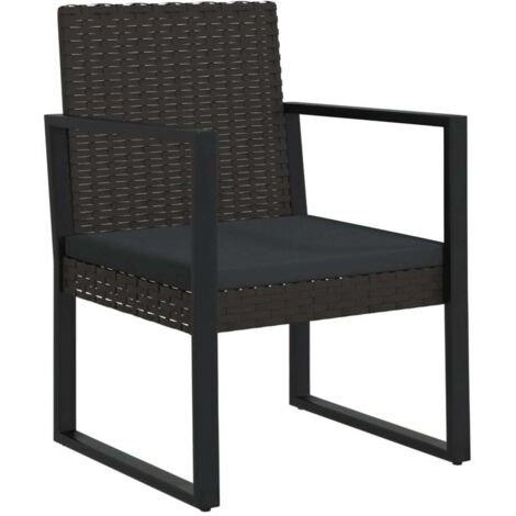 vidaXL Fauteuil de jardin avec coussin Noir Résine tressée (1/6)