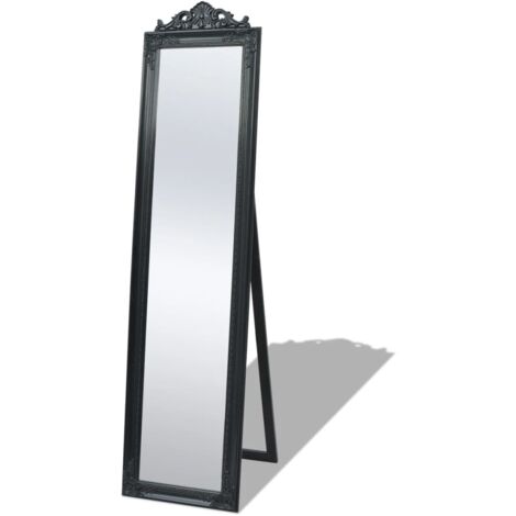Vidaxl – Miroir sur pied baroque 160x40 cm noir – Cadre en bois orné – Élégance pour couloir, chambre ou dressing