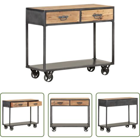 The Living Store Table console 90x35x74 cm Bois de récupération massif - Table Basse Industrielle - Meuble Vintage - Table D'appoint Design - Table Console Bois Recyclé - Meubles Rustiques (1/5)