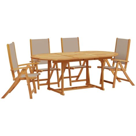 vidaXL Ensemble à manger de jardin 5pcs bois d'acacia solide textilène