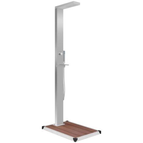 Douche d'extérieur avec receveur de douche WPC Acier inoxydable vidaXL