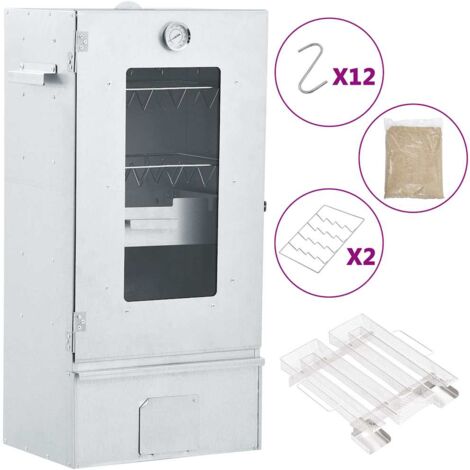 Vidaxl – Fumoir à viande avec générateur de fumée froide – Acier galvanisé – Grand espace de fumage – Thermomètre intégré – Pour extérieur