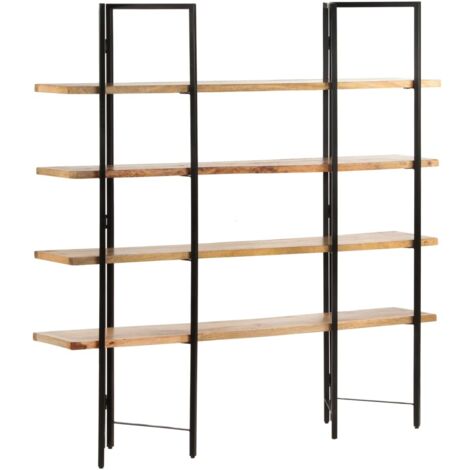 Vidaxl – Bibliothèque en bois de manguier massif 160x35x160 cm – 4 niveaux – Acier enduit de poudre – Style industriel moderne - 4-LIBRESSION (1/5)