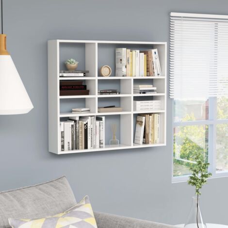 Vidaxl – Étagère murale blanche 90x16x78 cm en bois d’ingénierie – 10 compartiments ouverts – Charge maximale 40 kg – Assemblage requis (1/5)