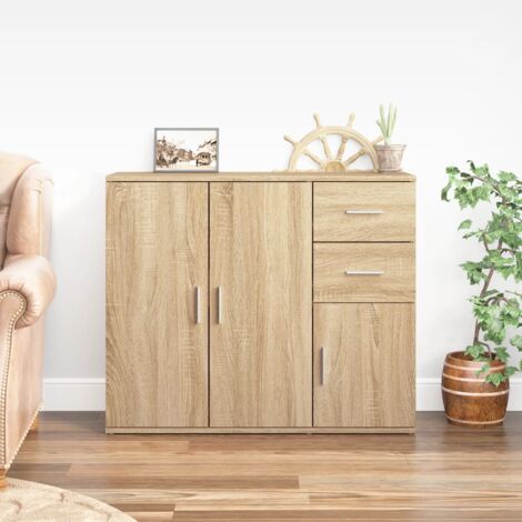 Vidaxl – Buffet chêne sonoma 91x29,5x75 cm – Bois d'ingénierie résistant à l'humidité – Grand espace de rangement décoratif