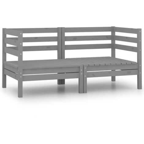 Canapés d'angle de jardin 2 pcs gris bois de pin massif vidaXL