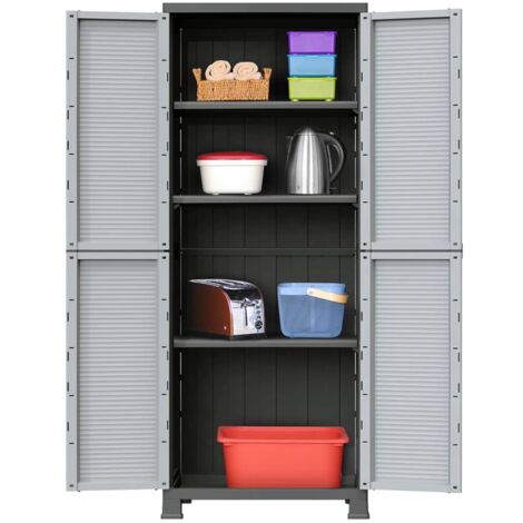 Vidaxl – Armoire de rangement en plastique 68x39x171,5 cm – 2 portes – 4 étagères réglables – Capacité 20 kg par étagère – Verrouillable