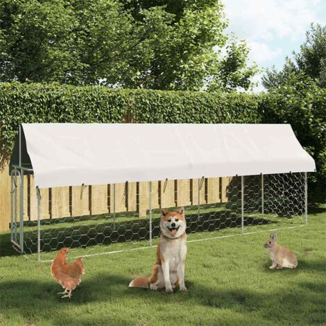 Vidaxl – Chenil enclos pour chien extérieur avec toit en polyéthylène – Acier galvanisé 400x100x150 cm – Système de verrouillage sécurisé