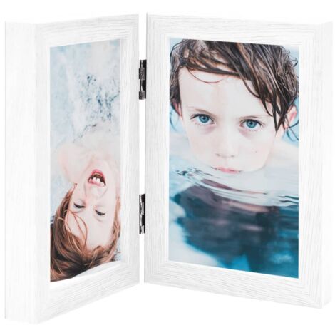 Cadre photo dépliable en deux Blanc 2x(21x29,7 cm) vidaXL (1/5)