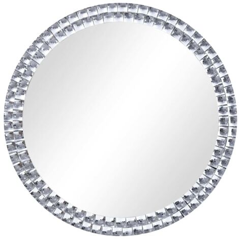 Vidaxl – Miroir mural rond 40 cm en verre trempé – Bord en cristal acrylique – Montage mural facile – Pour salle de bain, salon, chambre