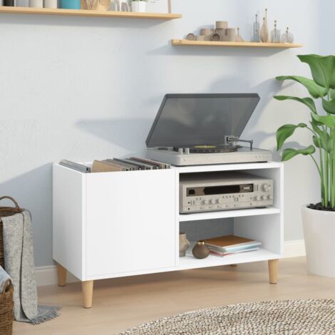 Vidaxl – Armoire à disques blanc 84,5x38x48 cm – Bois d'ingénierie – Grand espace de rangement pour disques LP – Dessus robuste pour appareils électroniques (1/5)