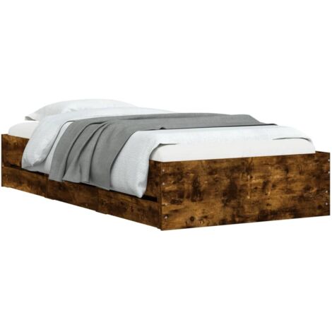 Cadre de lit avec tiroirs sans matelas chêne fumé 90x200 cm vidaXL