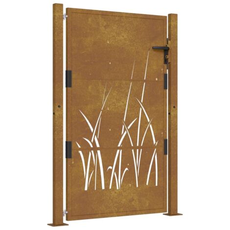 Vidaxl – Portail de jardin 105 x 130 cm en acier corten – Anti-corrosif – Système de verrouillage avec 3 clés – Installation facile