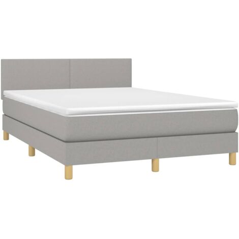 Sommier à lattes de lit avec matelas Gris clair 140x200cm Tissu vidaXL