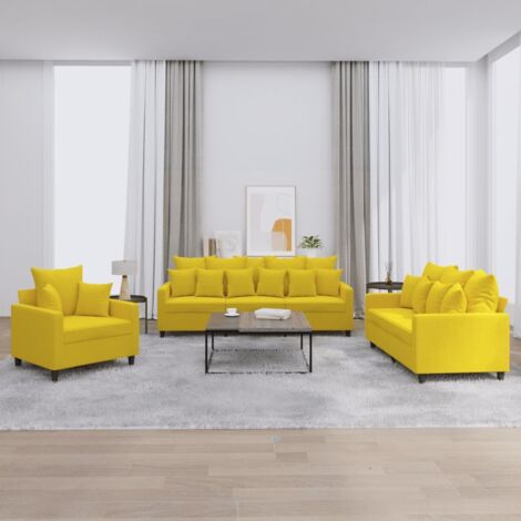 Vidaxl – Ensemble de canapés 3 pcs – Canapé droit en velours jaune – Dimensions 198x77x80 cm – Confort optimal pour salon moderne